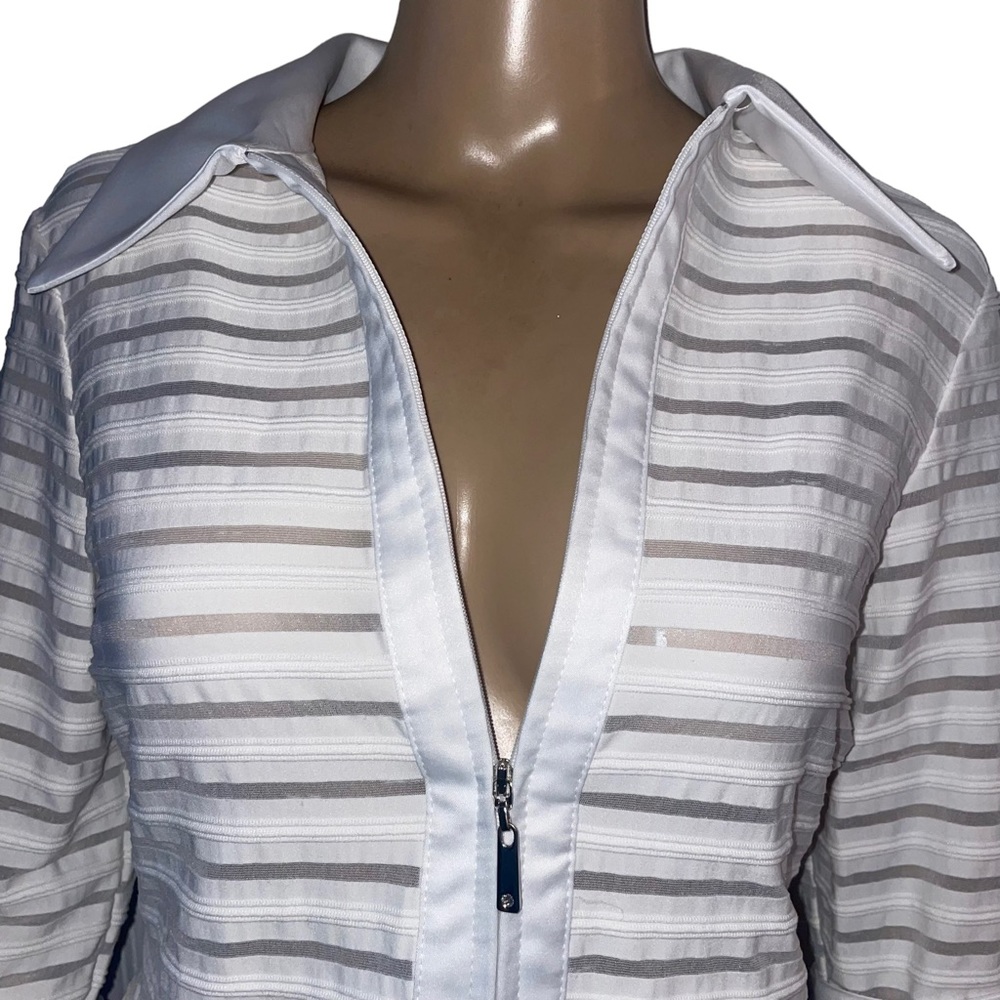 Js Collections Sheer Stripe Zippered Top - image 3